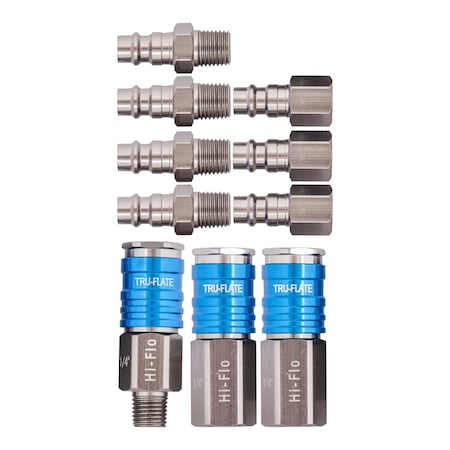Tru-Flate Tru-Flate HI FLO Aluminum Air Coupler and Plug Set 1/4 in. Female 10 pc 13-907